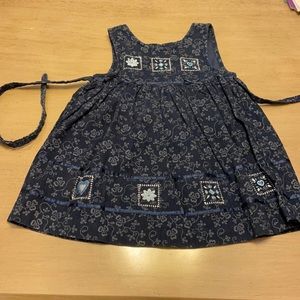 Navy Corduroy Embroidered Dress